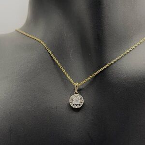 Natural Diamond Vintage Sterling Silver Gold Plated Dainty Pendant Necklace